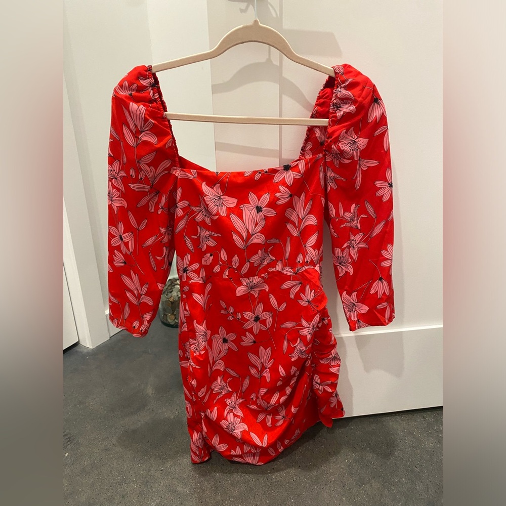 Camila Coelho Long Sleeve Ruched Side Mini Dress - XS